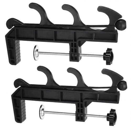 2 Sets Truck Bed Fishing Rod Holder, Holds 4 Rods, Fits 2.36" Thick Rails, Easy Install Kayak & Fly Rod Storage Rack - color: Black, style: 3 Holes