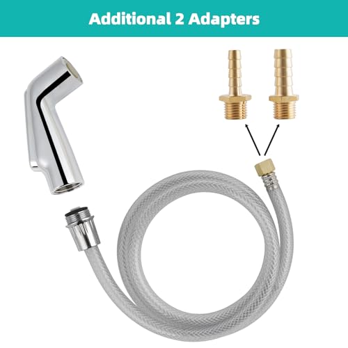 Universal Fit Kitchen Faucet Sprayer Attachment/Hose/Holder Set Compatible with Moen/Delta Faucet Sprayer Replacement, Kitchen Sink Side Sprayer Head, Chrome - color: Chrome
