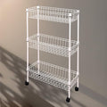 NSF white 3-layer storage rack, refrigerator crevice rack, washing machine crevice rack, laundry room dirty clothes storage, multifunctional household epoxy resin deep mesh basket - size: 3-White H basket