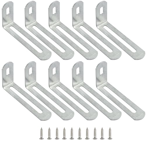 2.9"x1"x0.6"Adjustable Right Angle Brackets Metal L Bracket Heavy Duty 90 Degree Corner Fastener L-Shape Corner Brace Support Silver Shelf Bracket , 10Pcs - size: 2.9"x1", style: SILVER/10PCS