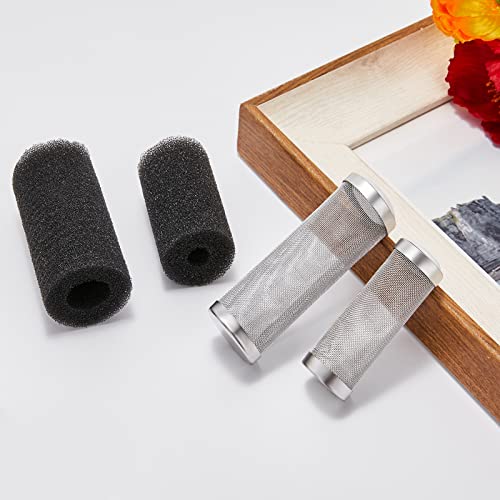 2 Pcs 12mm/16mm Stainless Steel Aquarium Filter Intake Guard Mesh Cover,Fish Tank Filter Guard with 2PCS Filter Sponge for Breeding Fish Shrimp Tank