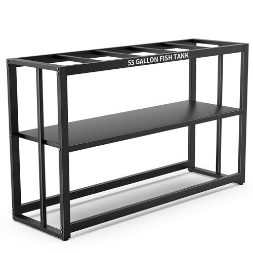 55-75 Gallon Fish Tank Stand with Storage Shelf, 48.5 x14.9 x 29.2 Inch Aquarium Stand, Turtle Tank, Reptile Terrariums and Breeder Tank Stand,980LBS Capacity, Black - color: Black