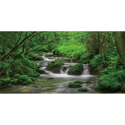 AWERT 24x12 inches Forest Terrarium Background Stream Green Huge Tree Reptile Habitat Background Stone Stream Tree Background Tropical Rainforest Aquarium Background - size: 24x12in/60x30cm