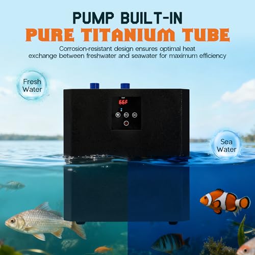 Albott 79 Gal Aquarium Water Chiller, 1/3 HP Fish Tank Chiller with Water Pump & 2 Pipes, Quiet Compressor Aquarium Cooler for Axolotl, Coral, Shrimp Tanks & Hydroponics, 110V Black - size: 1/3 HP