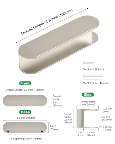 5 Pack Stick On Cabinet Handles Self Adhesive Drawer Pulls Brushed Nickel 4 Inch Peel and Stick Door Handles for Dresser Kitchen Hardware Pull Handle No Drill - color: C-Brushed Nickel, size: 4 Inch