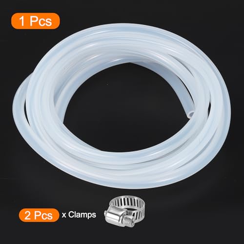 MECCANIXITY 3.3ft Clear Silicone Rubber Tubing 1/4" ID 1/2" OD Plastic Tube Flexible Air Hose for Brewing, Wine Making, Pump Siphon, 6.4mm x 12.7mm, with 2pcs Clamps - color: Clear, size: 1/4" x 1/2"