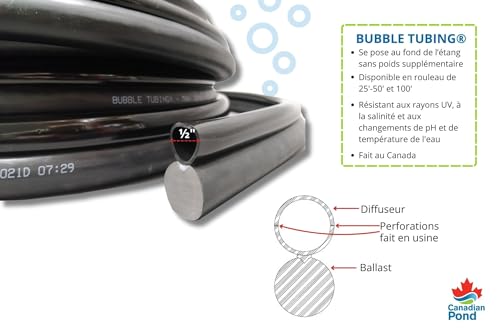(½ in) – Fine bubble self-sinking diffuser airline for pond & water garden aeration | High oxygen transfer, aerates and de-ices ponds, easy installation (100') - size: 100 Feet