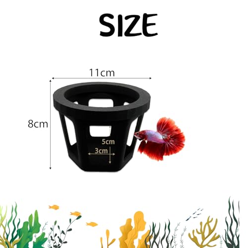 HOZOE Aquarium Betta Hammock, Betta Hideout & Cave, Floating Feeding Ring for Fish and Shrimp, Aquarium Floating Decoration Accessory (Black) - color: Black