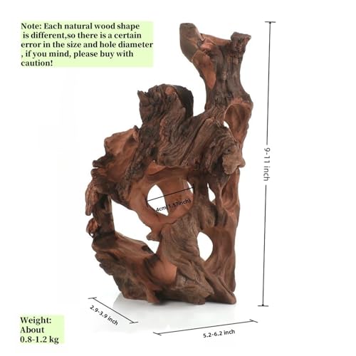 Natural Wood Aquarium Cave Betta Fish Hideout for Aquarium Fish Tank Decorations-Reptile Hide-Snake Hide-Cave for Cichlids Habitat Shelter for Crayfish Shrimp and Other Aquatic Pets 9-11.8" - color: multi-hole, size: 10.2-11.8 Inch