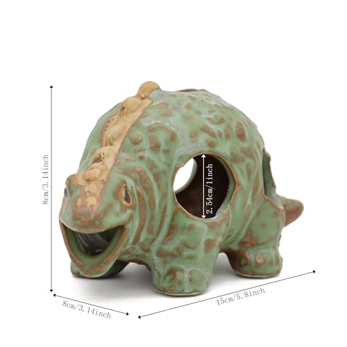 Aquarium Ceramic Decorations Hideout, Cut Ceramic Dinosaurs Cave Rock for Cichlids, Betta Tank Decor