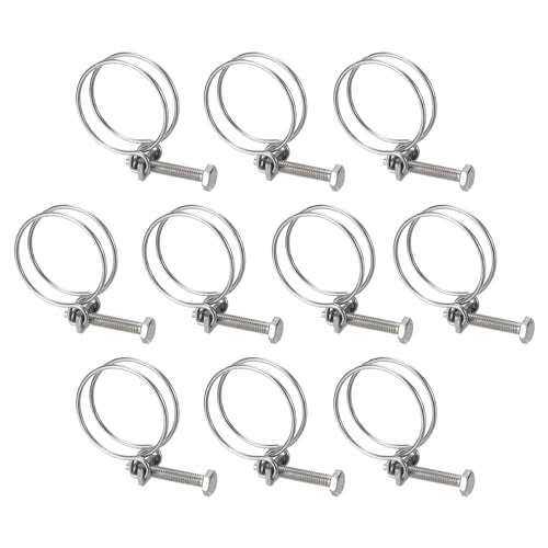 uxcell 10Pcs Double Wire Hose Clamp, 48-55mm Adjustable Stainless Steel Wire Hose Clips with M8 Bolt for Dust Collection Hose, Pump Hose Pipe - size: 48-55mm