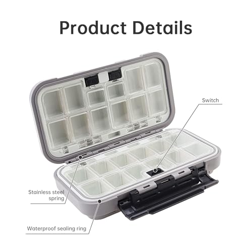 Fishing Tackle Storage Box, Double Sided Waterproof 16 Compartments, Tackle Storage Organizer Box, Fishing Lure Box Storage Containers (Gray) - color: Gray