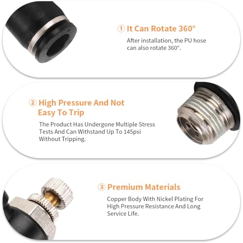 5Pcs Push to Connect Air Flow Control Valve, Black 5/16in Tube OD x 3/8" Male Thread 90 Degree Elbow Speed Control Valve Pneumatic Connector Quick Fittings - size: Male Thread G3/8 x Black (5pcs)