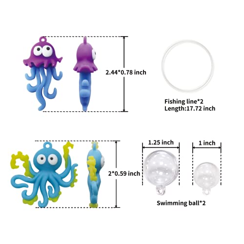 Aquarium Ornament, 2 Pcs Fish Tank Decorations Floating Decor Octopus with Floating Device,Cute Fish Tank Accessories for All Kinds of Simulated Underwater World - style: StyleC