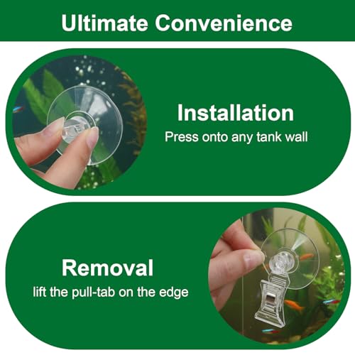 LLOUSSAK 8Pcs Transparent Aquarium Suction Cups with Clips, Plastic Fish Feeding Tool, Plant Holder for Fish Tank, Underwater Fishes Feeder Accessories, Fishes Tank Accessories