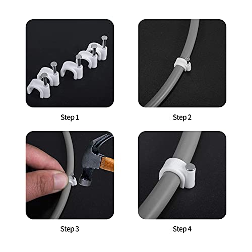 Abnii Cable Clips, 400 Pcs, 4mm 6mm 8mm 10mm, Wire Wall Clips with Steel Nails, Ethernet Cable Clips, Cable Tacks Coax Holder Clips, RG6 RG59 CAT6 RJ45 Cable Cord Clips, White… - color: White, size: 4/6/8/10mm-400pc