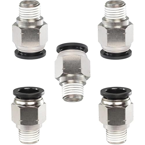 1/2 Air hose fittings, Push to Connect Air fittings Male Straight 1/2 Inch Tube OD x 1/4 Thread Fitting (Pack of 5) - size: OD 1/2 - NPT 1/4, style: Male thread