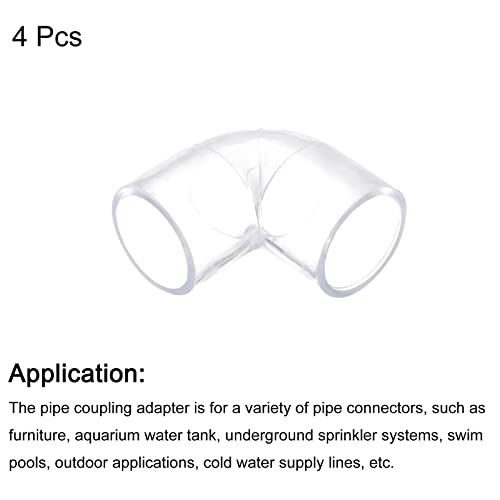 uxcell 4Pcs Clear Elbow Fitting, 25mm/0.98" 2 Way Acrylic Elbow 90 Degree L-Shaped Pipe Fitting Adapter for Connecting Water Pipes