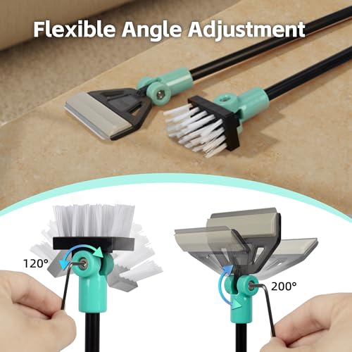 Algae Scraper for Glass Aquariums, 2 in 1 Adjustable Algae Scraper with 5 Stainless Steel Blades and Cleaning Brush, Aquarium Glass Cleaning Tools for 20-40 Gallon Fish Tank