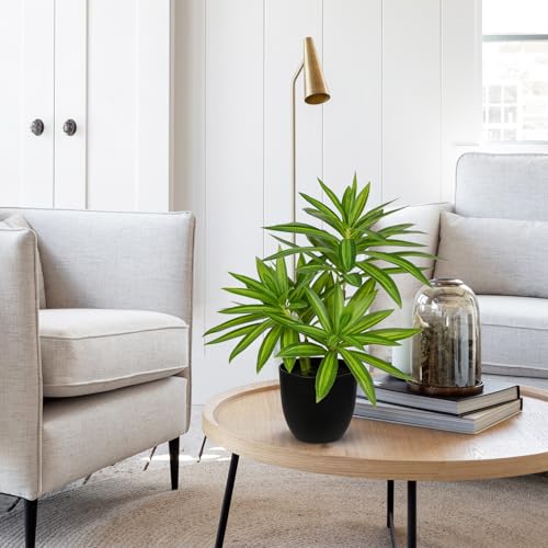 Faux Plants Dracaena Artificial Plant Realistic Green 16.1" Fake Plants in Pot Small Indoor Plants Fake Potted Plants Artificial Decor for Home Living Room Bathroom Office House Table Desk Shelf - color: Green