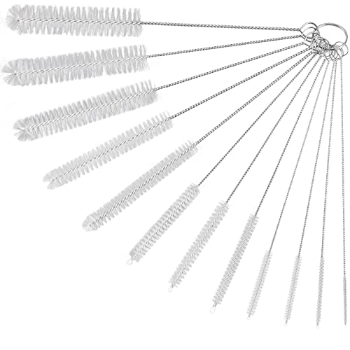 Straw Cleaner Brushes Sets, 12 Pieces 8.2 Inch Botthle Cleaning Brush and Nylon Tube Brush Brush Kit for Sippy Cup, Tumbler, Water Bottle, Drinking Straw (White) - color: 8.2 Inch White Cleaning Brushes