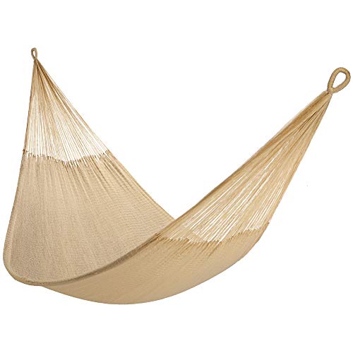 Handwoven Hammock by Yellow Leaf Hammocks - Double Size, Fits 1-2 PPL, 400lb max - Weathersafe, Super Strong, Easy to Hang, Ultra Soft, Artisan Made - Color: Natural Khaki - color: Big Sur- Natural Khaki, size: Fits 1-2 People (400 lb. Capacity)
