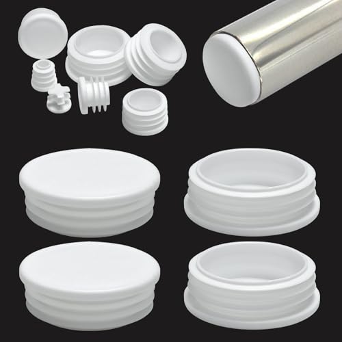 2-3/8" (60mm) Plastic Hole Plugs White -Round Chair Leg Caps, Flush Mount Pipe Plugs, Tubing End Caps for Metal&Wood Legs Tube, Outdoor Furniture Feet caps,for Pipe Wall thicknesses of 2-4 mm,4 PCS - color: White, size: 4 PCS,2-3/8"(2-4mm)