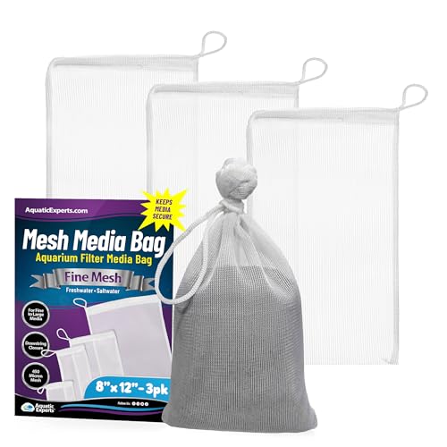 Aquatic Experts Fine Aquarium Media Bag, Durable Drawstring Bags for Fish Tank Filters, 450 Micron Mesh, (Fine, 8" x 12" - 3 Pack) - size: 8” x 12” – 3 pack