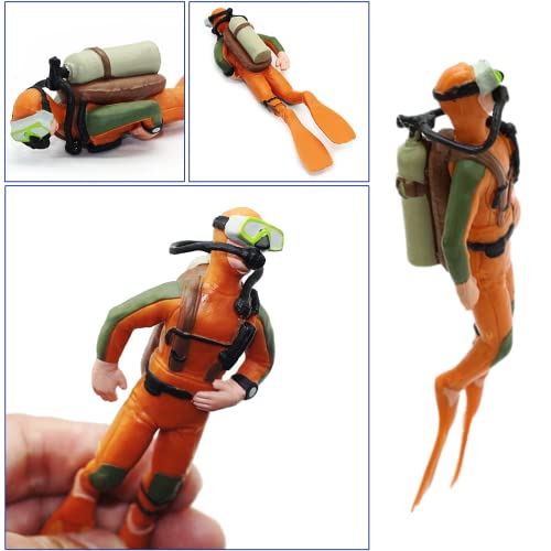 2 Pack Aquarium Diver Ornaments - Floating Fish Tank Decorations for Creative Marine Landscaping for All Fish Tanks (Little Diver Decorative Pendants)