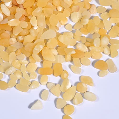 gemshan 2lb Yellow Jade Chips Natural Crushed Crystal Chip Bulk 7mm-9mm Tumble Healing Crystal Stone for Aquarium Vase Plant Decoration Jewelry DIY - color: Yellow Jade