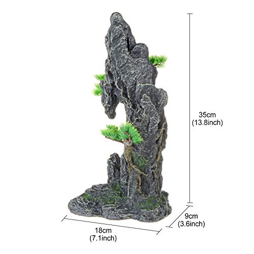 Tall Mountain View Stone Aquarium Ornament, Artificial Resin Rock Fish Tank Decoration for Aquarium Landscape, Supplies