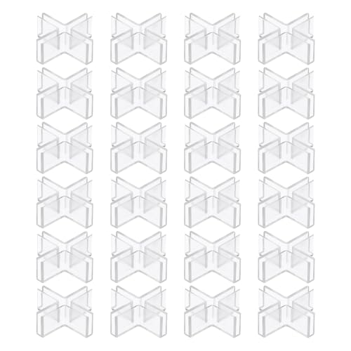 uxcell 24Pcs Plastic Glass Connector, Suitable for 3mm Thick Cross Shaped Glass to Glass Clamp, Fixing Bracket Rimless Clip Holder for Aquarium Fish Tank Display Shelves, Transparent - color: Transparent, size: 3mm