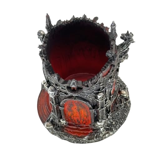 LOOYAR Gothic Inferno Castle Resin Pen Holder for Office & Home Decor | Gothic inferno castle design Premium resin with fine details Holds pens or makeup tools Works For desk vanity aquarium decor