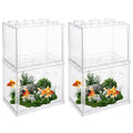 QTLCOHD 4 Pack Small Betta Fish Tank, 0.6 Gallon Mini Aquarium Tank, Clear Stackable Fish Bowl, Acrylic Tiny Cube Tank for Beta Fish Sea Monkeys Shrimp Snails - color: clear