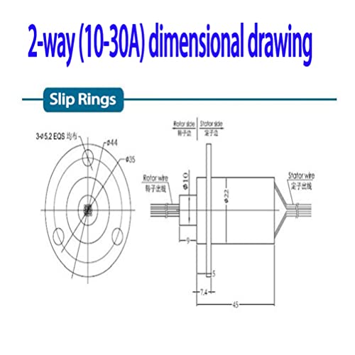 Slip Ring, Electrical Slip Ring Connector 2 Wires 30A, 22mm Diameter Waterproof Rotating Connector for Motor, Turntable, Industrial Automation - style: 2 Wires 15-30A Diameter 22mm