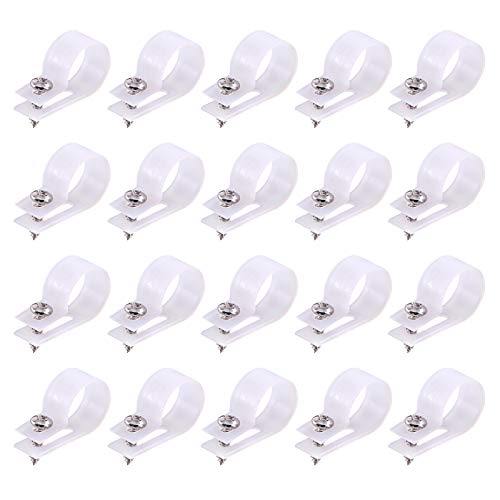 Swpeet 60 Pack White 3/4 Inch Nylon Plastic R-Type Cable Clips Clamp Kit, Nylon Screw Mounting Cord Fastener Clips with 60 Pack Screws for Wire Management (3/4 Inch, White) - color: White, size: 3/4 Inch