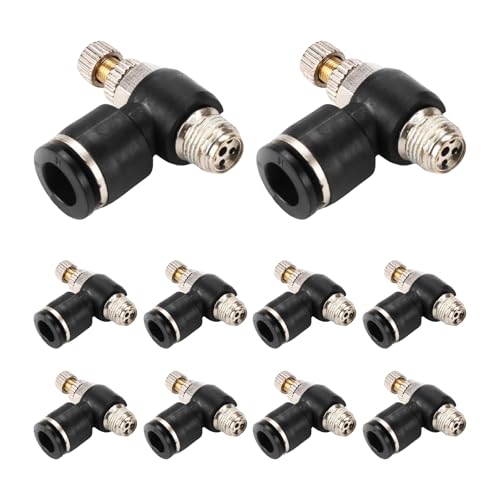 10Pcs Push to Connect Air Flow Control Valve, Black 5/16in Tube OD x 1/8" Male Thread 90 Degree Elbow Speed Control Valve Pneumatic Connector Quick Fittings - size: Male Thread G1/8 x Black (10pcs)