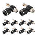10Pcs Push to Connect Air Flow Control Valve, Black 5/16in Tube OD x 1/8" Male Thread 90 Degree Elbow Speed Control Valve Pneumatic Connector Quick Fittings - size: Male Thread G1/8 x Black (10pcs)