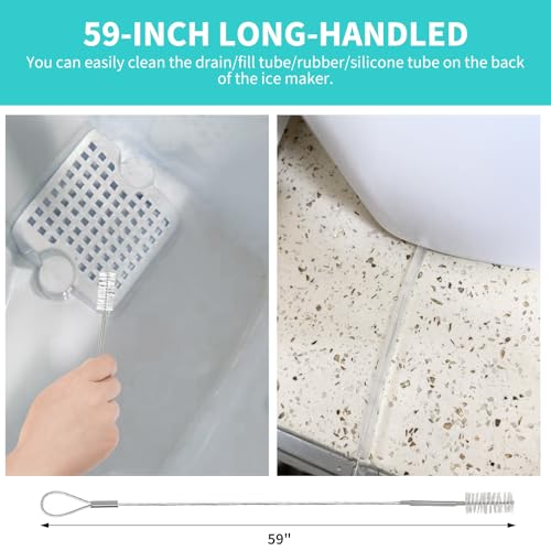Ice Machine Cleaner Brush Kits, 10 PCS Ice Maker Cleaning Tools - 2PCS Long Drain Pipe Brushes and 8 PCS Crevice Cleaning Brushes