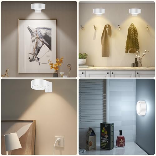 Picture Lights for Wall, 3 Lighting Modes Magnetic Art Display Light,Rechargeable Battery Operated Led Painting Light with Remote Control Dimmable & Timer,3Pack White - color: White, size: 3 Pack