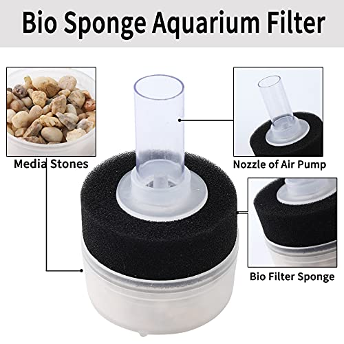 4PCS Air Driven Bio Filter Sponge Aquarium Filter, Bio Sponge Filter, Aqua Flow Sponge, Air Pump Driven, for Breeding Fry Betta Shrimp Fish Tank Aquarium