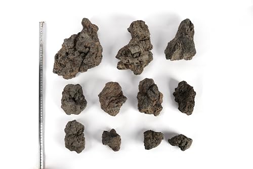 Black Icelandic Lava Stone Natural Rocks (18lbs, 3~11 inches,11pcs) for Aquariums, Paludariums, Terrariums, Caves and Rocky Peaks, Mountainous Desert Landscapes - size: 13 Black Icelandic Lava Stone(3-9 inches,18lbs)