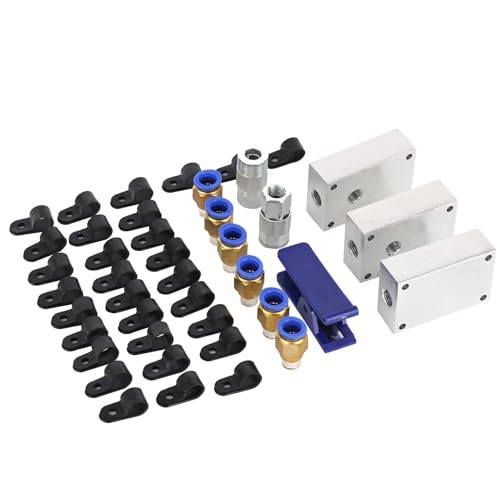 FORNAX Air Line Kit with14-Piece Air Push To Connect Kit, 100ft 1/2 inch OD Nylon Tubing, Air Piping System Industrial Type Quick Connect Coupler and Plug