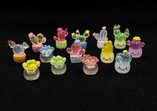 Geiomoo Luminous Mini Resin Accessories, Mixed Garden Model, Miniature Set for DIY Landscape Home Crafts Fish Tank Decors (14 Pcs)