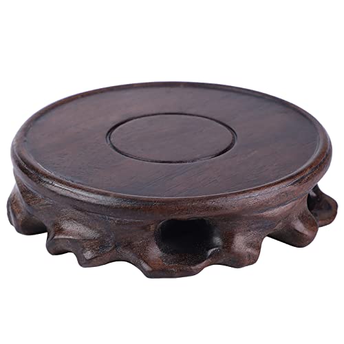 Solid Wood Round Pedestal Wooden Display Stand Vintage Home Decor for Tea Cups Potted Plants Fish Tanks with Retro Style Compact Size 3.5 Inch Inner Diameter (Black Inner Diameter 9 Height - size: Black inner diameter 9 height 2.5 cm