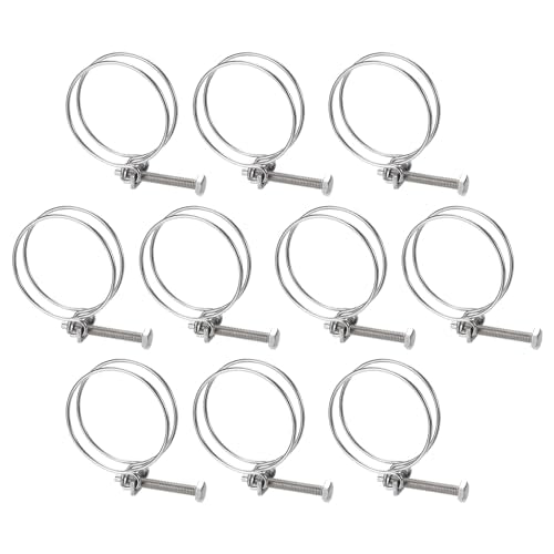 uxcell 10Pcs Double Wire Hose Clamp, 70-76mm Adjustable Stainless Steel Wire Hose Clips with M8 Bolt for Dust Collection Hose, Pump Hose Pipe - size: 70-76mm