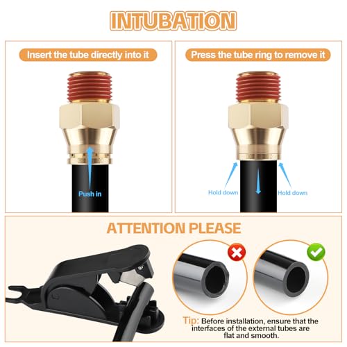 6PCS DOT Quick Push to Connect Brass Air Brake Fitting, Kalolary Brass Straight DOT Line Fittings 1/2"OD×1/2"NPT Thread Air Brake Line Fittings, Air Suspension Kit, Air Hose Repair Kit - size: Straight 1/2"OD ×1/2"NPT