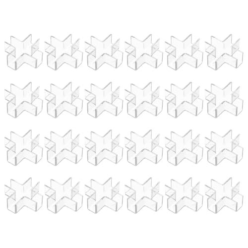 uxcell 24Pcs Plastic Glass Connector, Suitable for 10mm Thick Cross Shaped Glass to Glass Clamp, Fixing Bracket Rimless Clip Holder for Aquarium Fish Tank Display Shelves, Transparent - color: Transparent, size: 10mm
