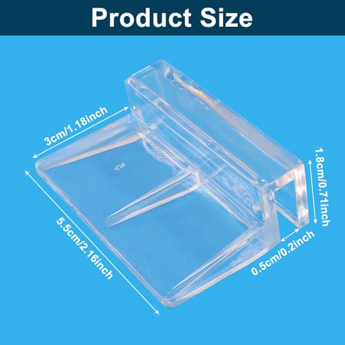 Hordion 20pcs Aquarium Lid Clip, 5mm Clear Acrylic Fish Tank Lid Holder Aquarium Glass Cover Clips for Rimless Aquarium Fish Tank - size: 5mm