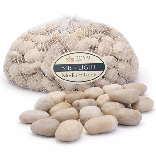 River Rocks Decorative Ornamental Vase Filler 1"-1.5" Light Aquarium Gravel 5 lbs - Landscaping Pebbles for Indoor Plants, Fish Tank Gravel, Terrarium& Home Decor, DIY & Crafting – Royal Imports - size: Medium - 5 lbs, style: Light
